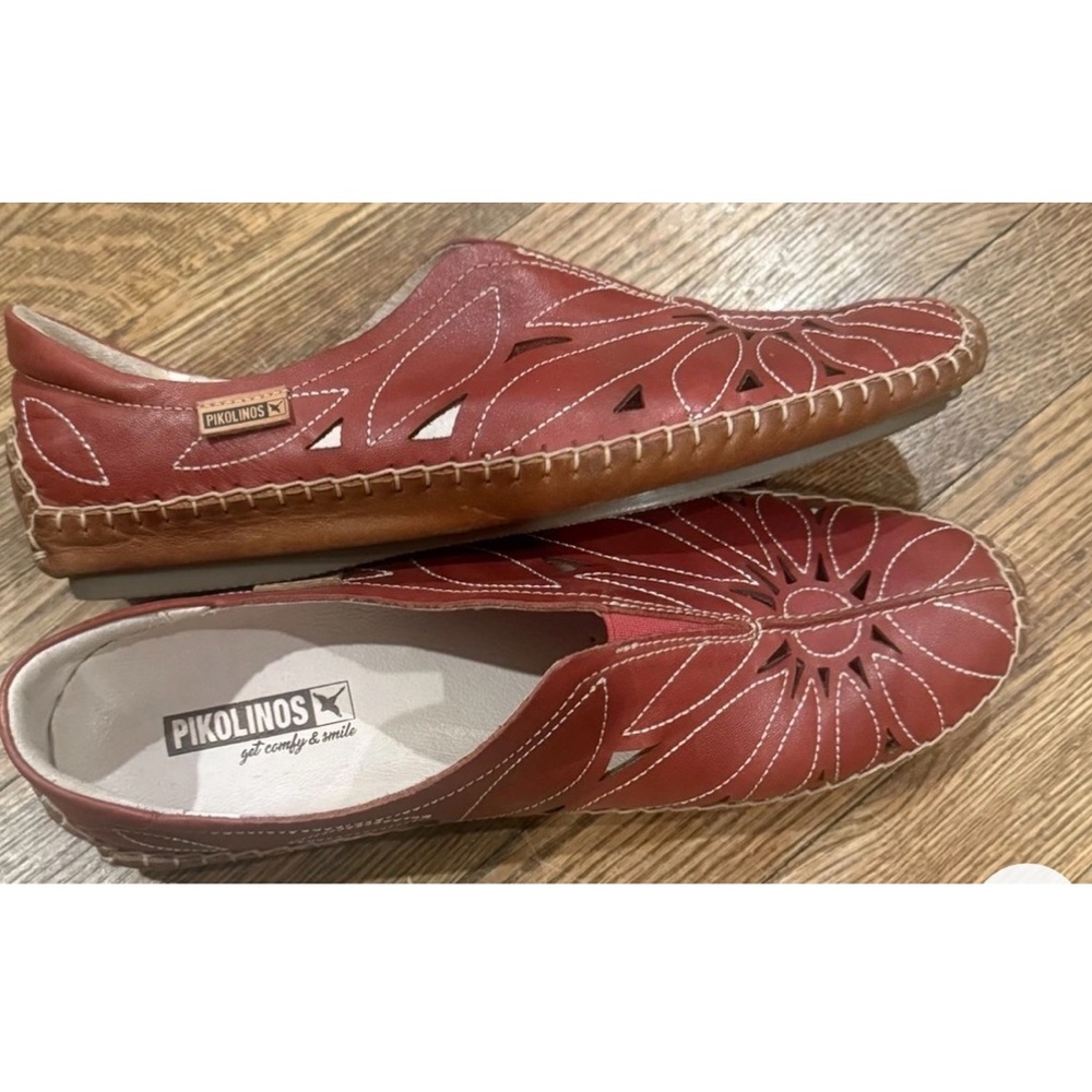 PIKOLINOS Women's Burgundy Leather Loafers Size 39 US 8.5-9